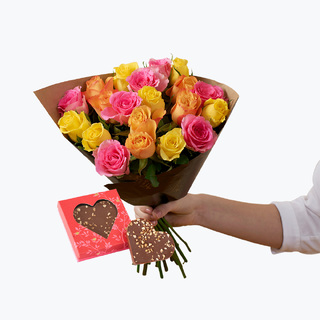 20 vårroser med Hjertelig hilsen